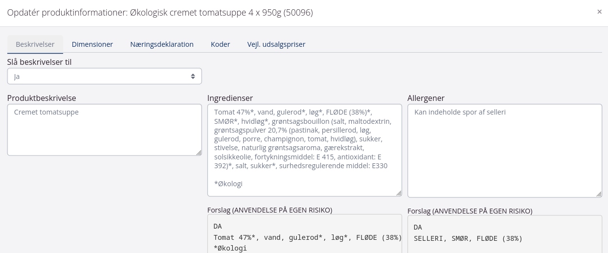 Ingrediensliste-forslag