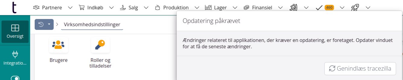 Opdatering påkrævet