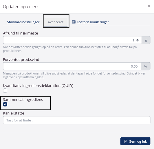 Sammensat ingrediens opskrift