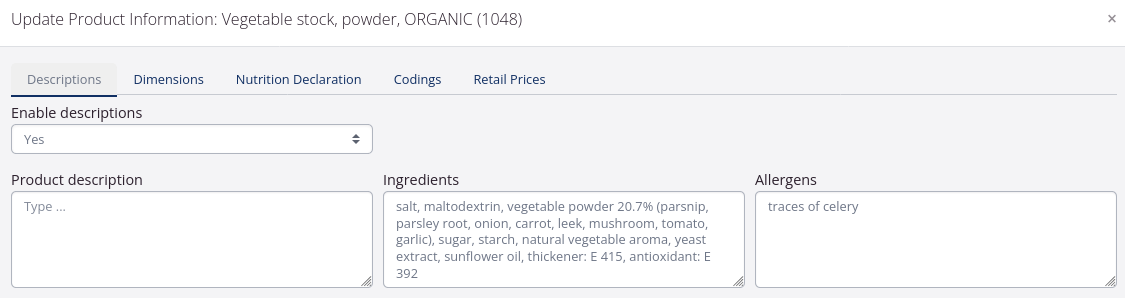 Compound ingredient ingredients