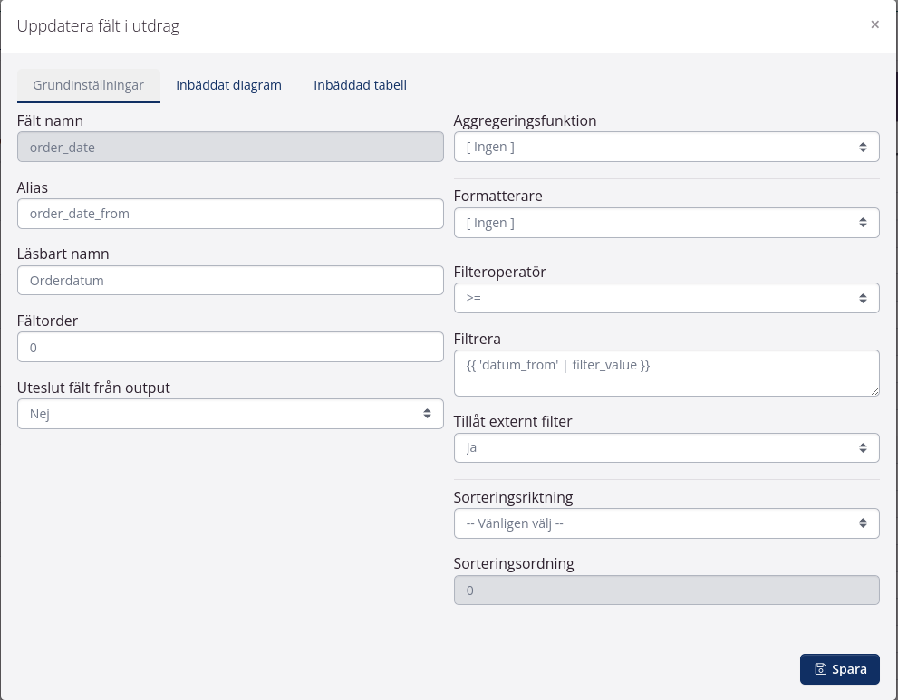 Datumfilter inställning 2