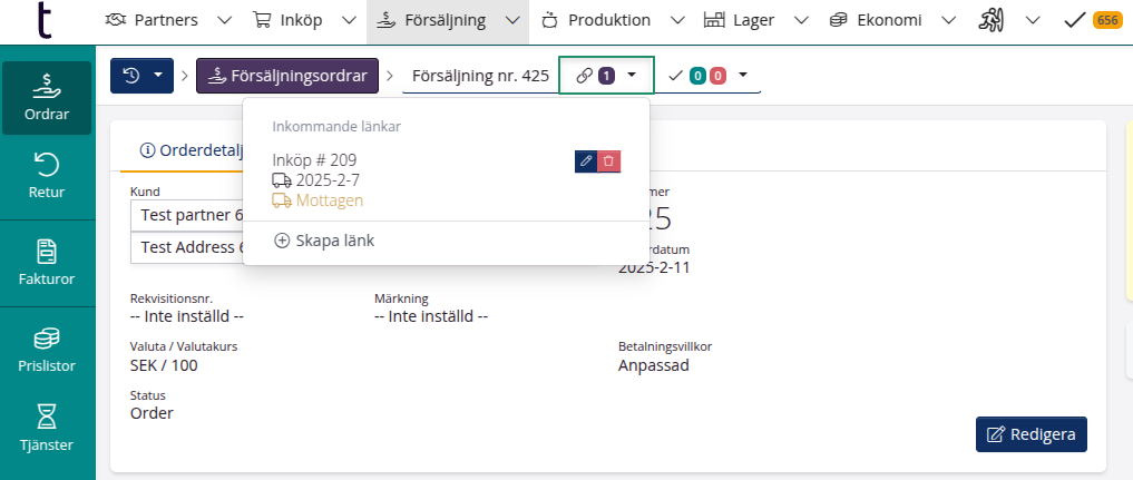 Försäljningsorder > Orderlänk