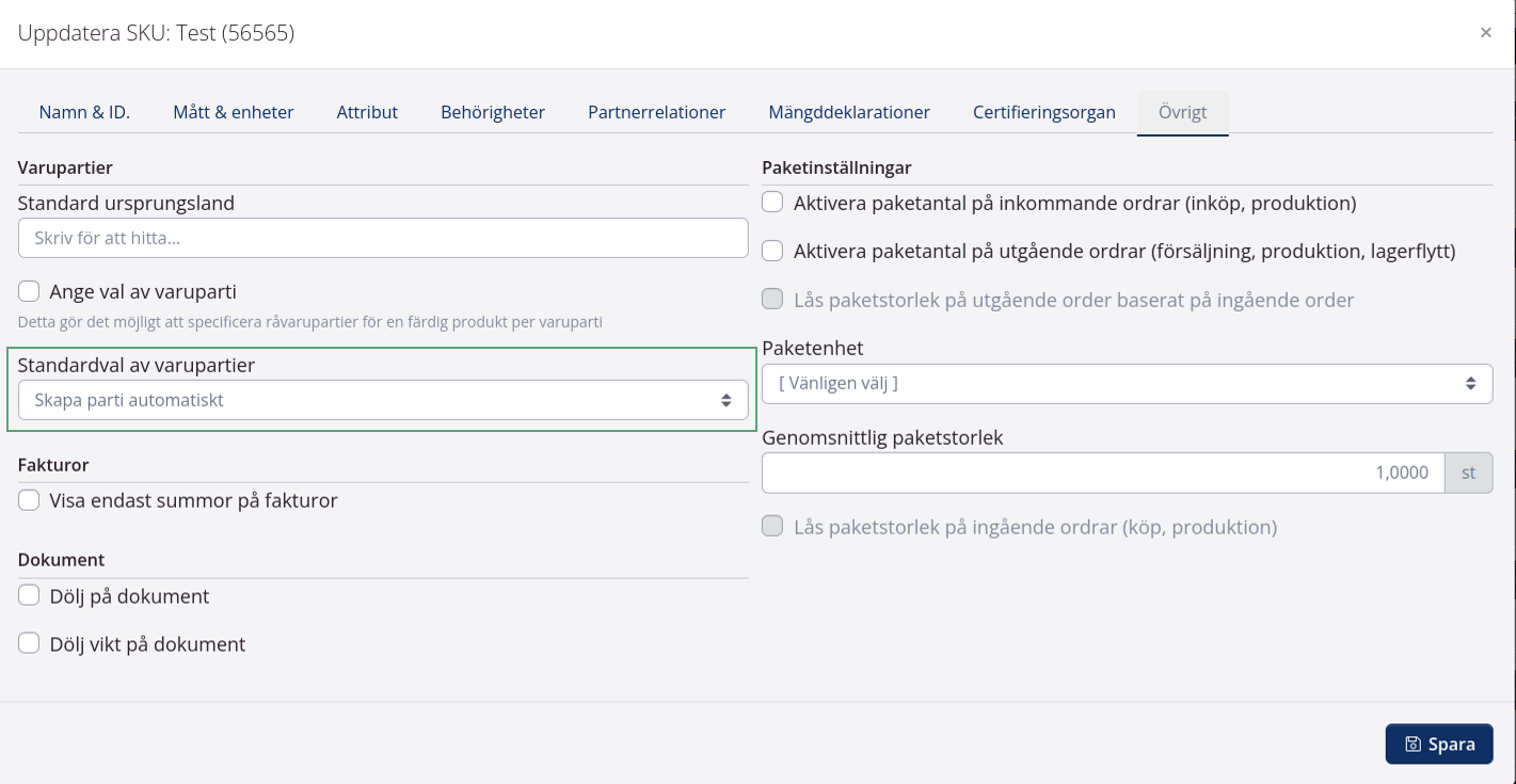 Artikel > Övrigt > Skapa parti automatiskt